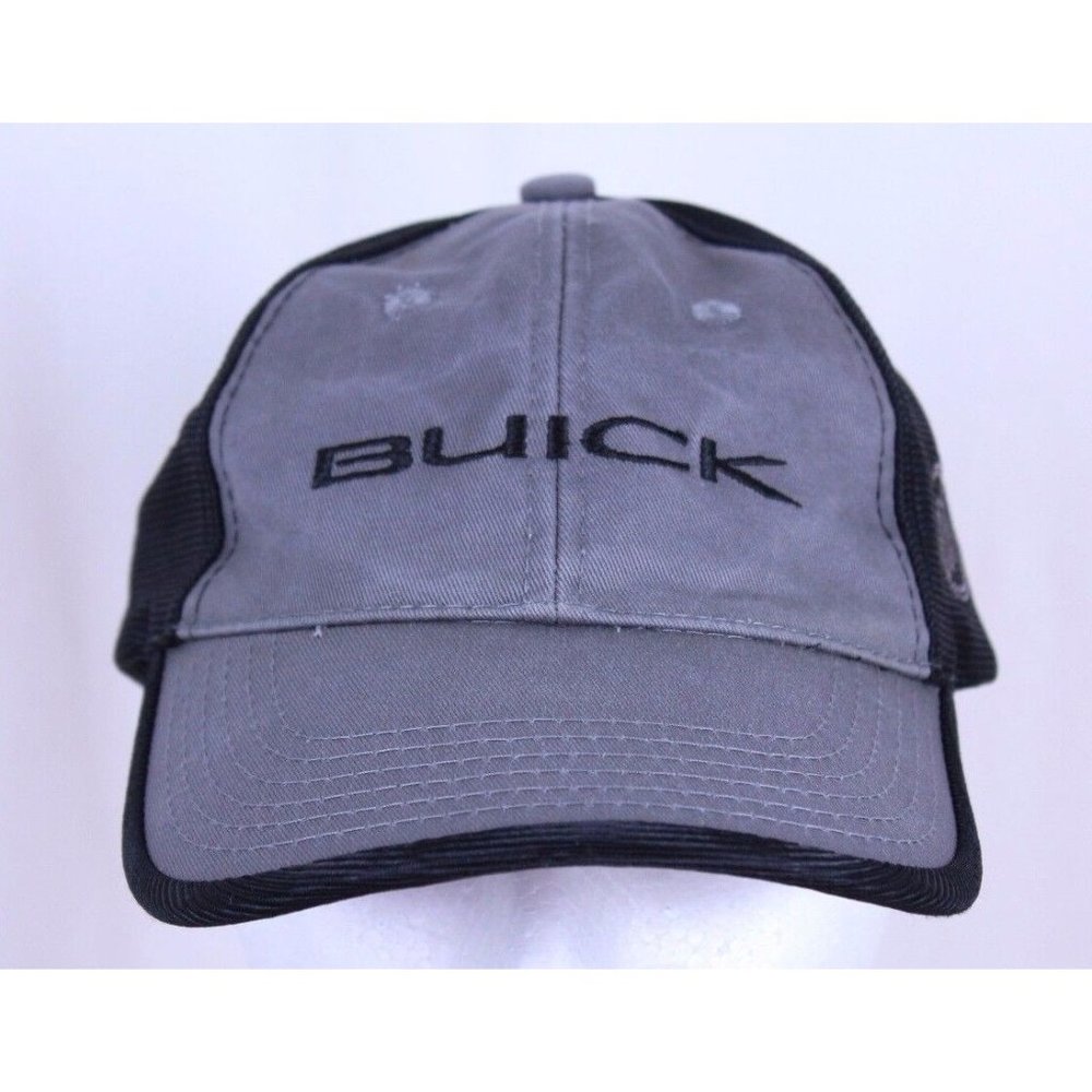 Buick Grey Black Strapback Adjustable Ball Cap Trucker Hat